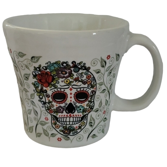Fiestaware Other - Fiestaware Fiesta White Tapered Mug Cup Skull & Vine Sugar 15 Oz